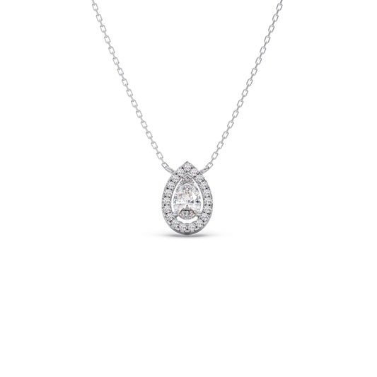 Pear-Shaped Diamond Halo Necklace
