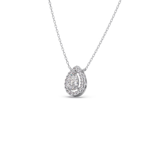 Pear-Shaped Diamond Halo Necklace
