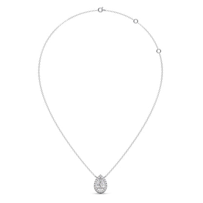 Pear-Shaped Diamond Halo Necklace