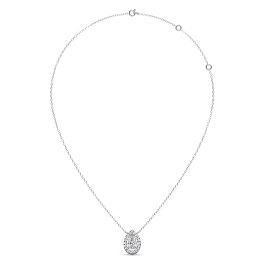 Pear-Shaped Diamond Halo Necklace