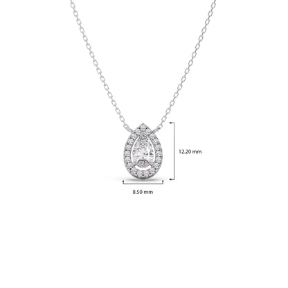 Pear-Shaped Diamond Halo Necklace