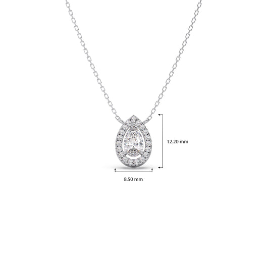 Pear-Shaped Diamond Halo Necklace