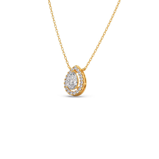 Pear-Shaped Diamond Halo Necklace