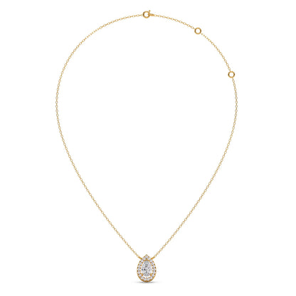 Pear-Shaped Diamond Halo Necklace