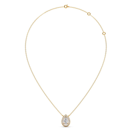Pear-Shaped Diamond Halo Necklace