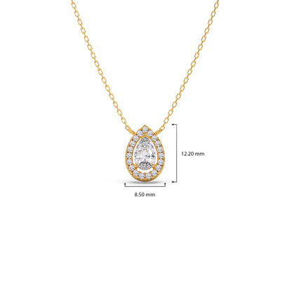 Pear-Shaped Diamond Halo Necklace