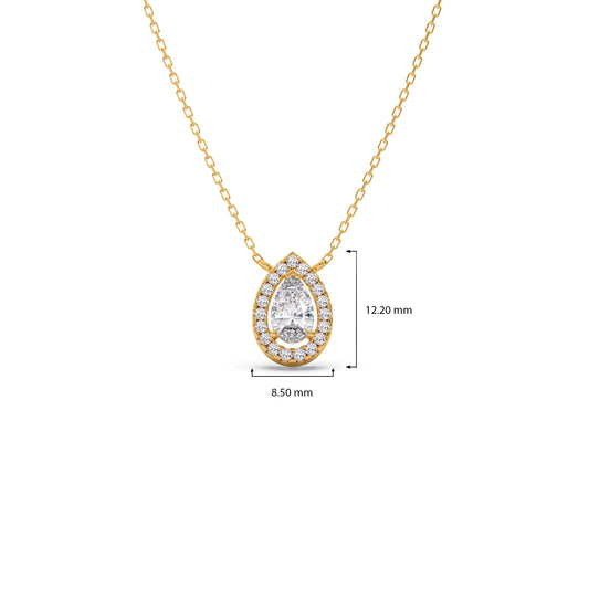 Pear-Shaped Diamond Halo Necklace