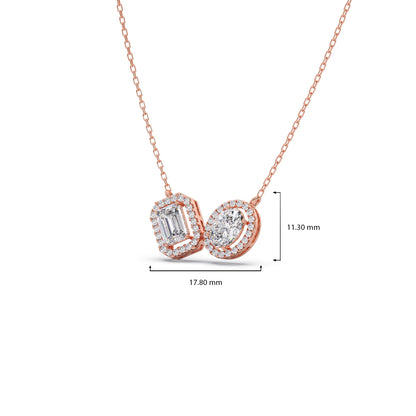 Emerald-Cut & Oval Double Halo Necklace