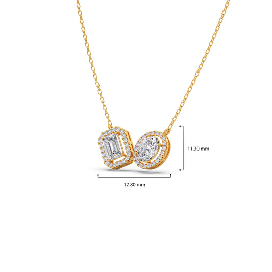 Emerald-Cut & Oval Double Halo Necklace