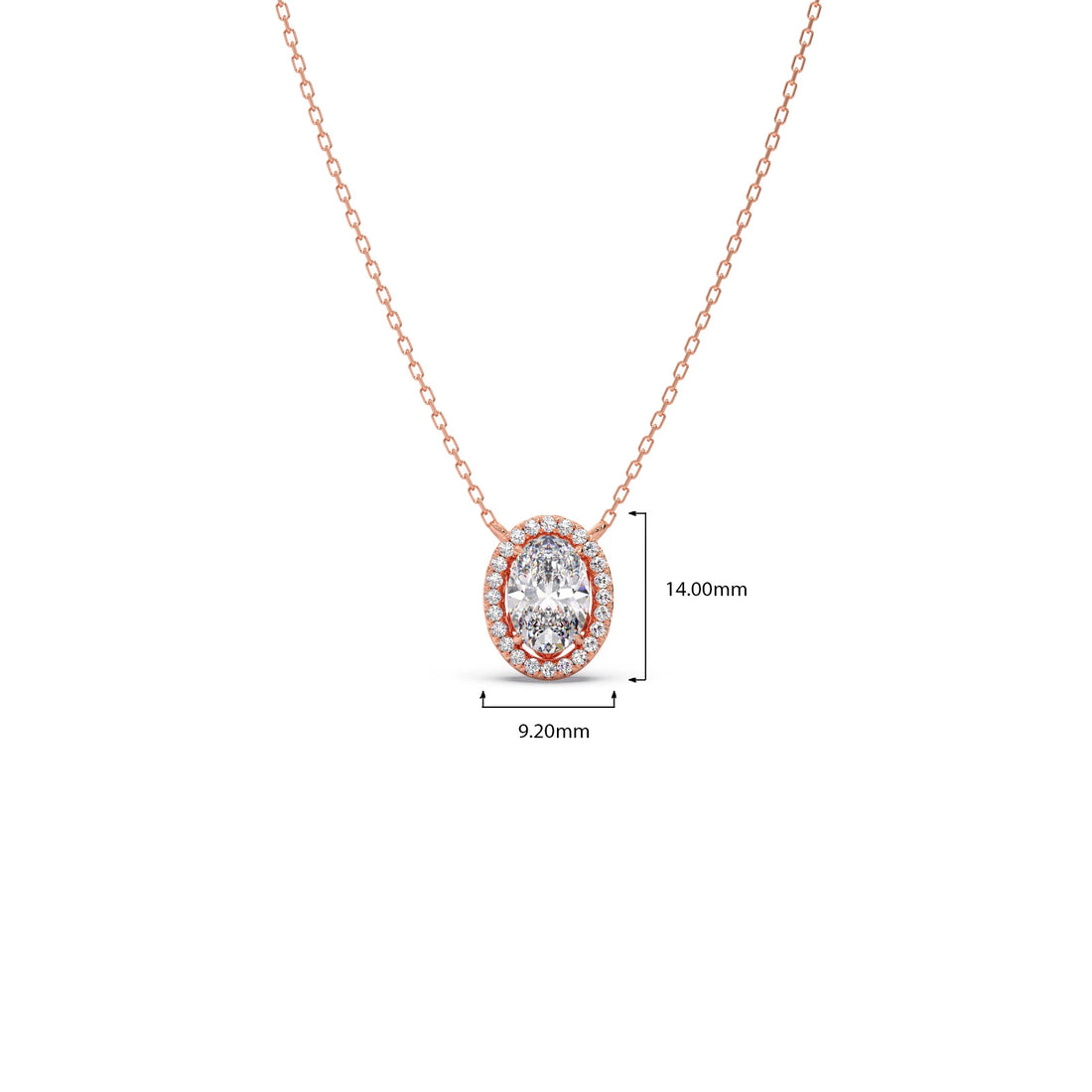 Oval Halo Round Diamond Pendant Necklace