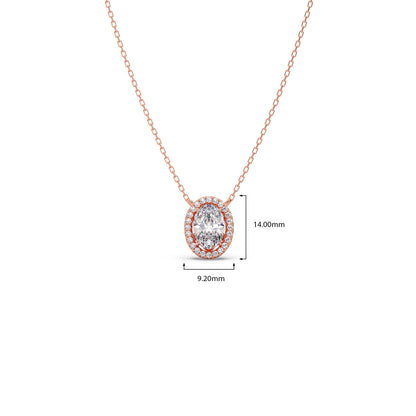 Oval Halo Round Diamond Pendant Necklace