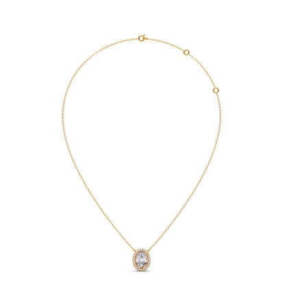Oval Halo Round Diamond Pendant Necklace