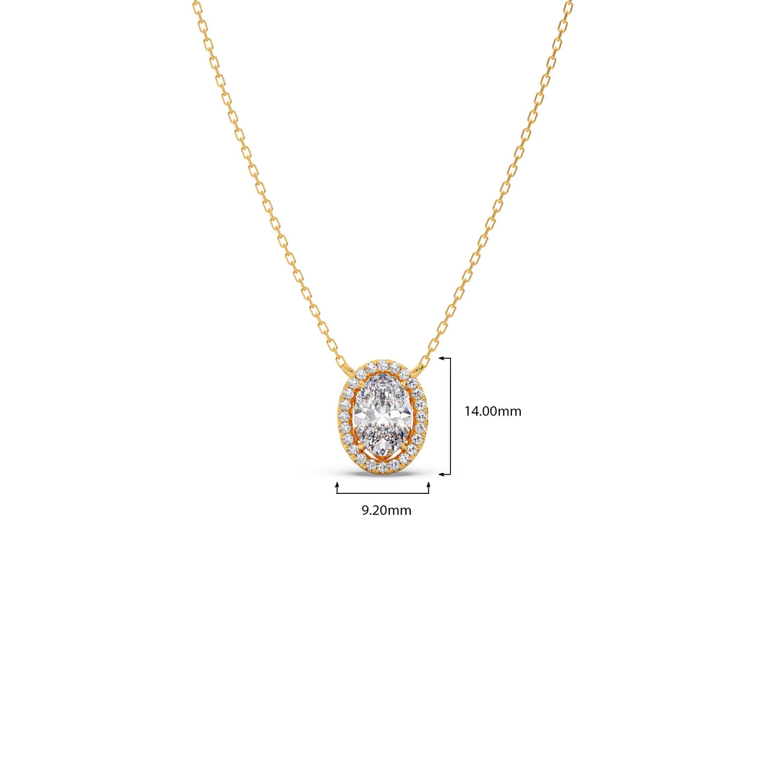 Oval Halo Round Diamond Pendant Necklace
