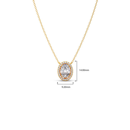 Oval Halo Round Diamond Pendant Necklace
