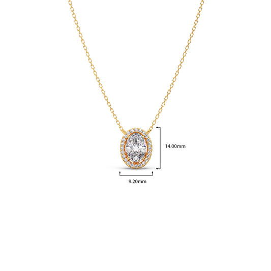 Oval Halo Round Diamond Pendant Necklace