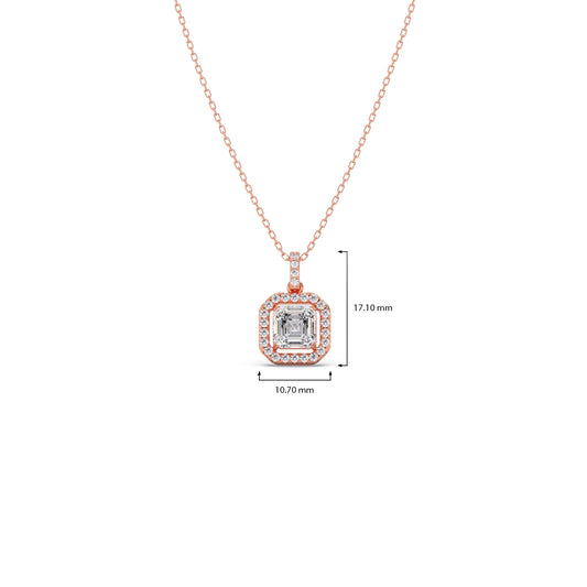 Emerald Halo Round Diamond Pendant Necklace