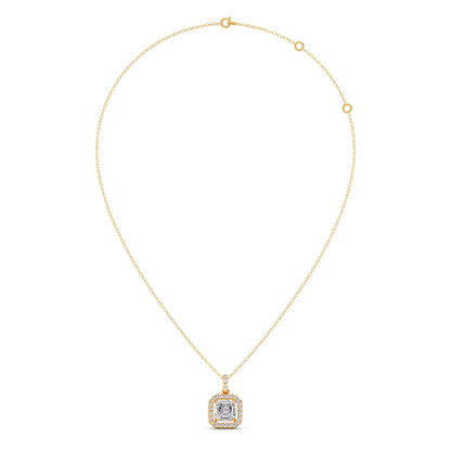 Emerald Halo Round Diamond Pendant Necklace