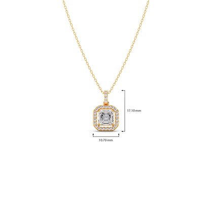 Emerald Halo Round Diamond Pendant Necklace