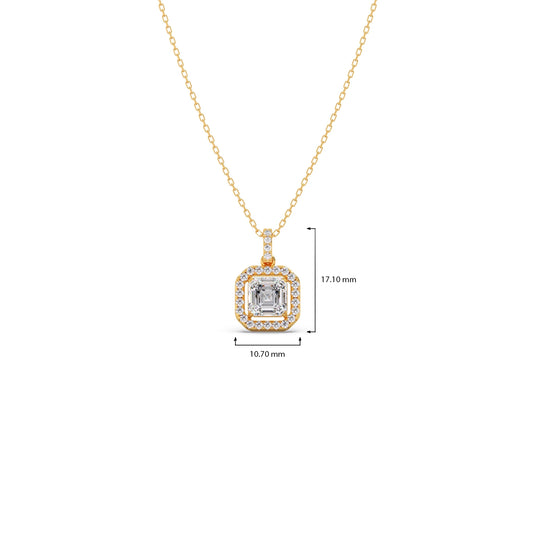 Emerald Halo Round Diamond Pendant Necklace