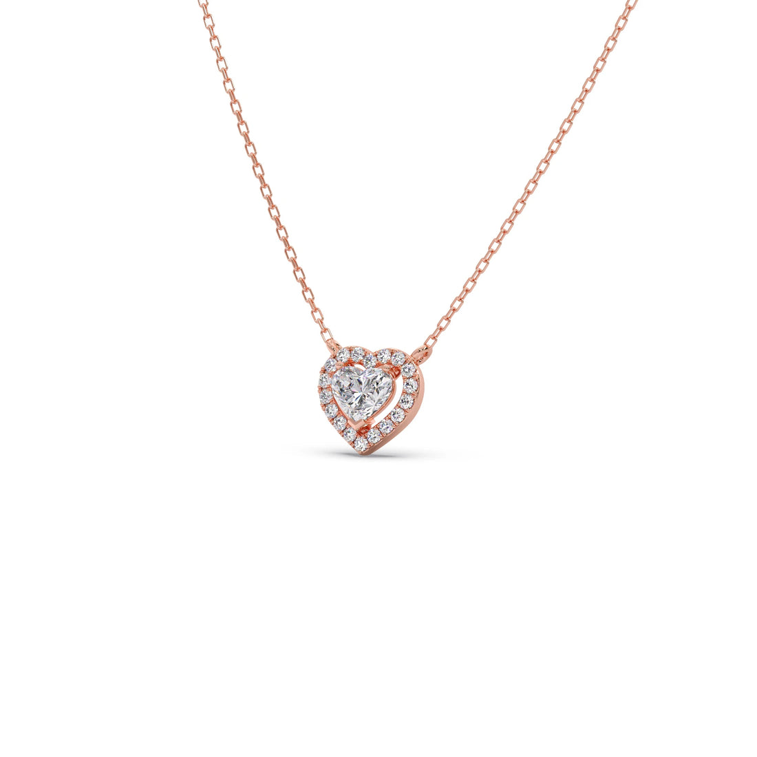 Heart-Shaped Halo Diamond Pendant Necklace
