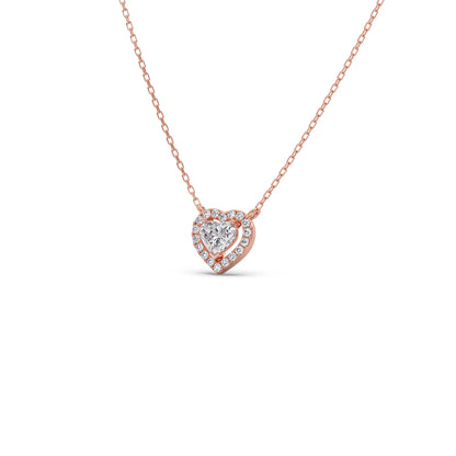 Heart-Shaped Halo Diamond Pendant Necklace