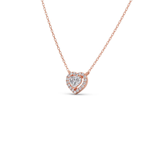 Heart-Shaped Halo Diamond Pendant Necklace