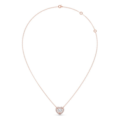 Heart-Shaped Halo Diamond Pendant Necklace