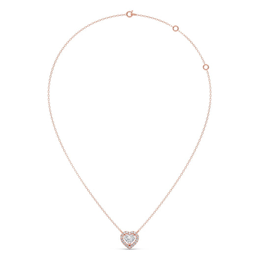 Heart-Shaped Halo Diamond Pendant Necklace