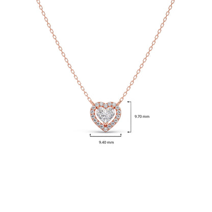 Heart-Shaped Halo Diamond Pendant Necklace