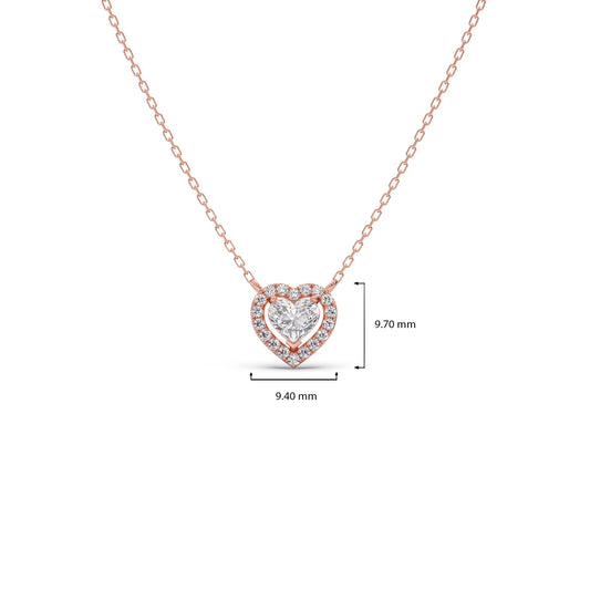 Heart-Shaped Halo Diamond Pendant Necklace