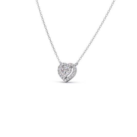 Heart-Shaped Halo Diamond Pendant Necklace