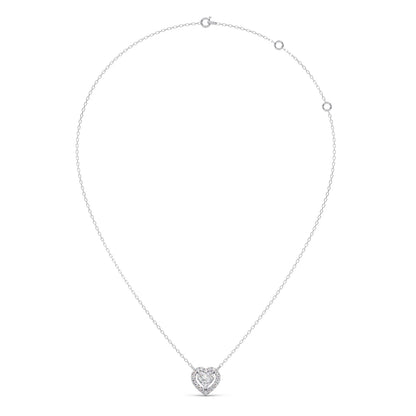 Heart-Shaped Halo Diamond Pendant Necklace