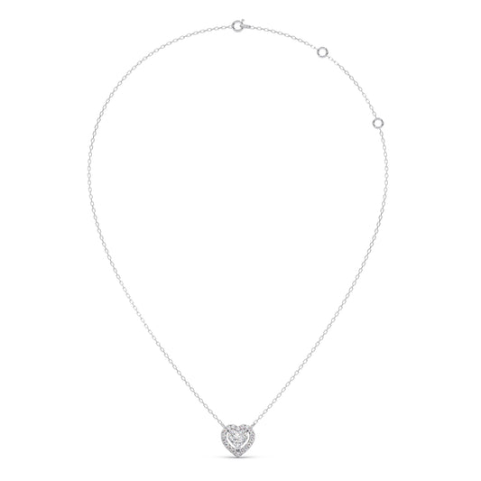Heart-Shaped Halo Diamond Pendant Necklace