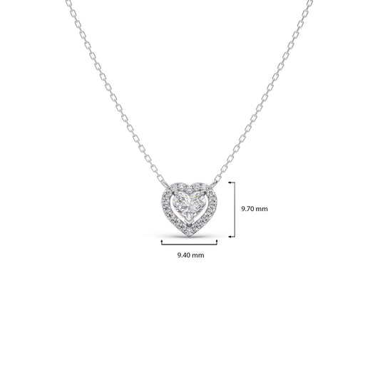 Heart-Shaped Halo Diamond Pendant Necklace