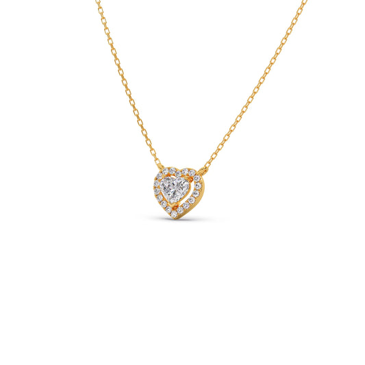 Heart-Shaped Halo Diamond Pendant Necklace