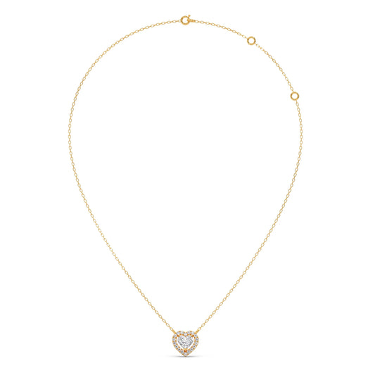 Heart-Shaped Halo Diamond Pendant Necklace