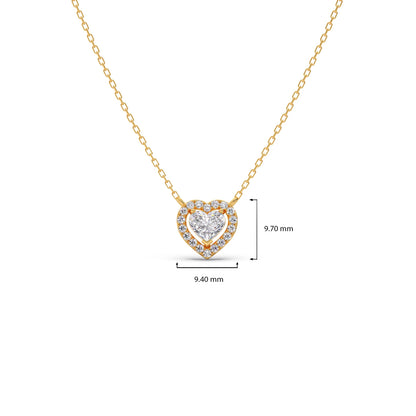Heart-Shaped Halo Diamond Pendant Necklace