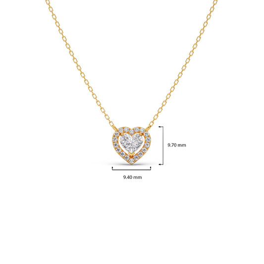 Heart-Shaped Halo Diamond Pendant Necklace