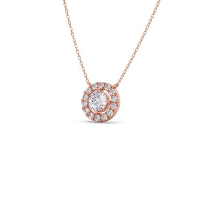 Round Halo Diamond Pendant Necklace