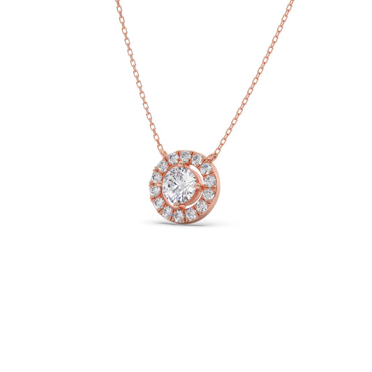 Round Halo Diamond Pendant Necklace