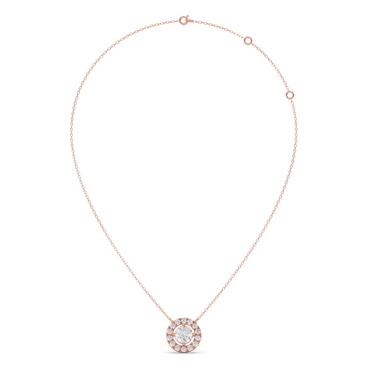 Round Halo Diamond Pendant Necklace