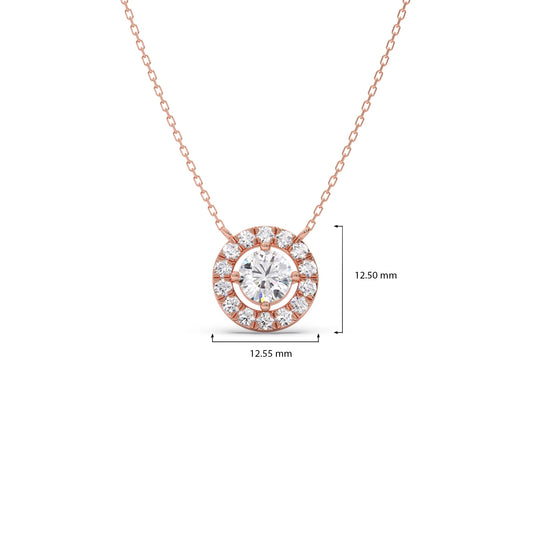 Round Halo Diamond Pendant Necklace