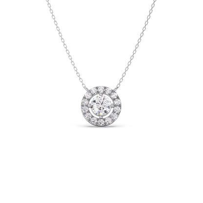 Round Halo Diamond Pendant Necklace