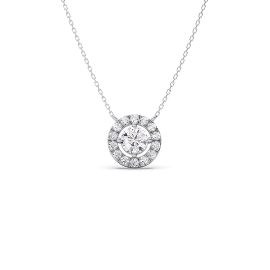 Round Halo Diamond Pendant Necklace