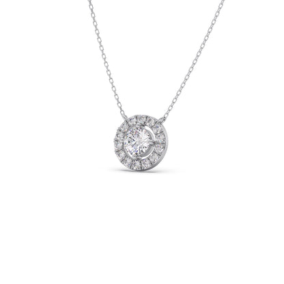 Round Halo Diamond Pendant Necklace