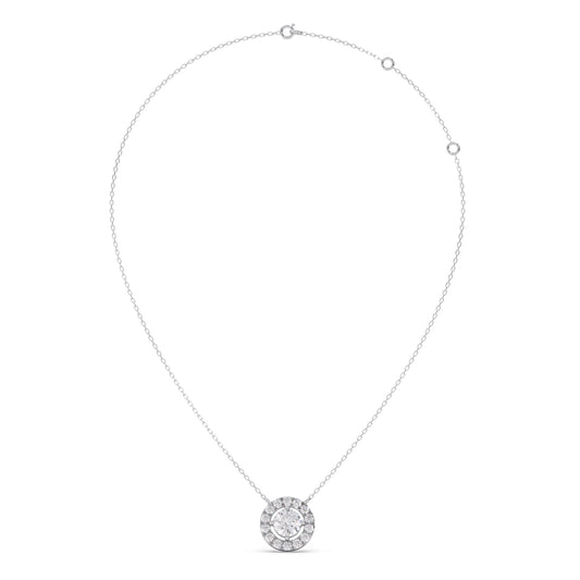 Round Halo Diamond Pendant Necklace