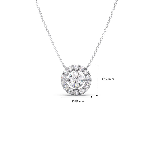 Round Halo Diamond Pendant Necklace