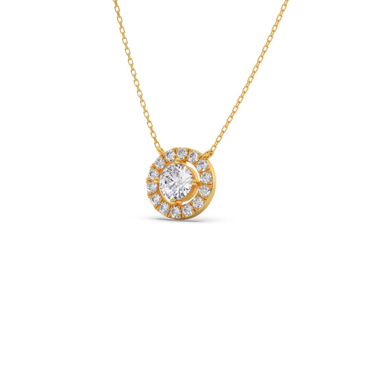 Round Halo Diamond Pendant Necklace