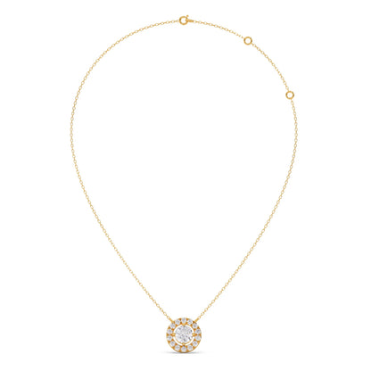 Round Halo Diamond Pendant Necklace