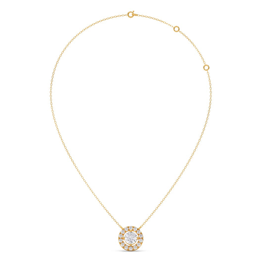 Round Halo Diamond Pendant Necklace